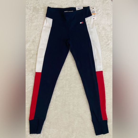 Tommy Hilfiger Sports Jersey Leggings, Full Length, High Rise, Small, Nvy - Picture 2 of 8